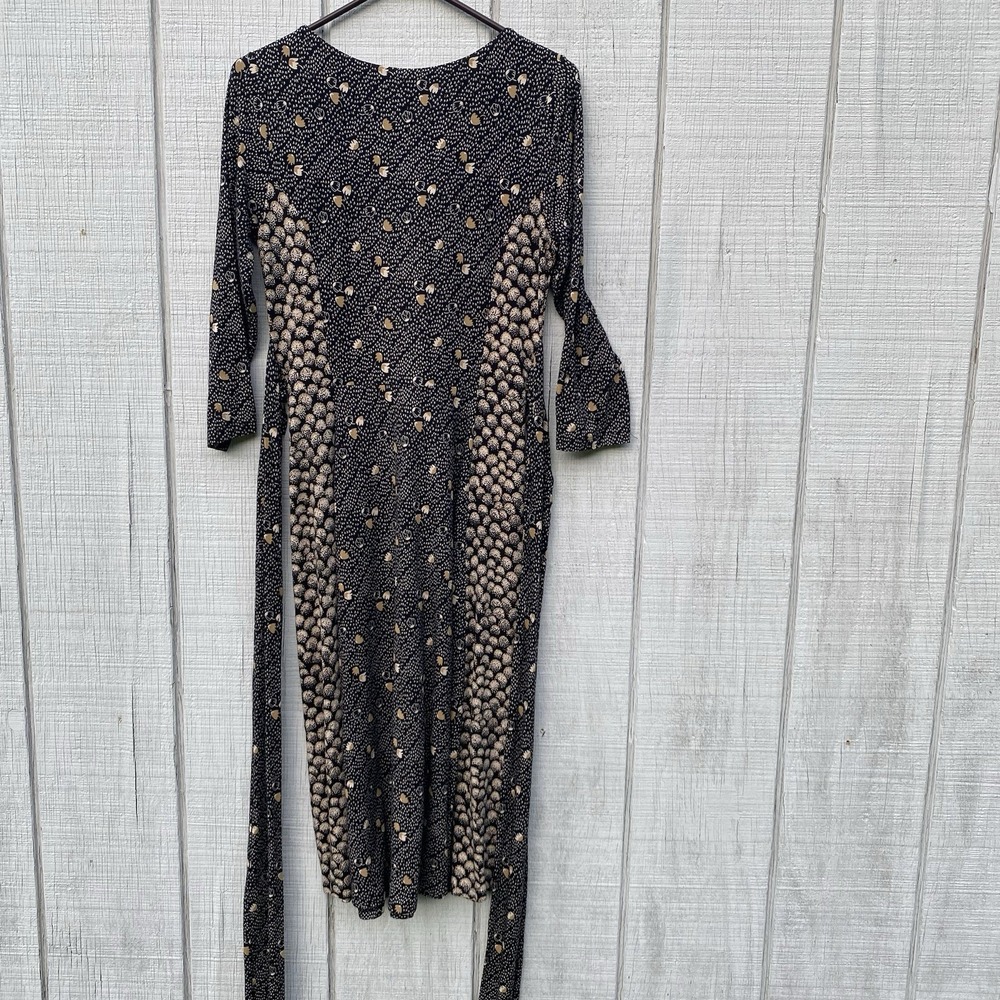 Boden Anna Wrap Tie Dress 3/4 Sleeve Midi Length Jersey Stretchy Modest Size 4 - Picture 4 of 6